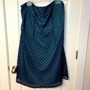 Lane Bryant strapless dress black lace over teal lining plus sz 18
